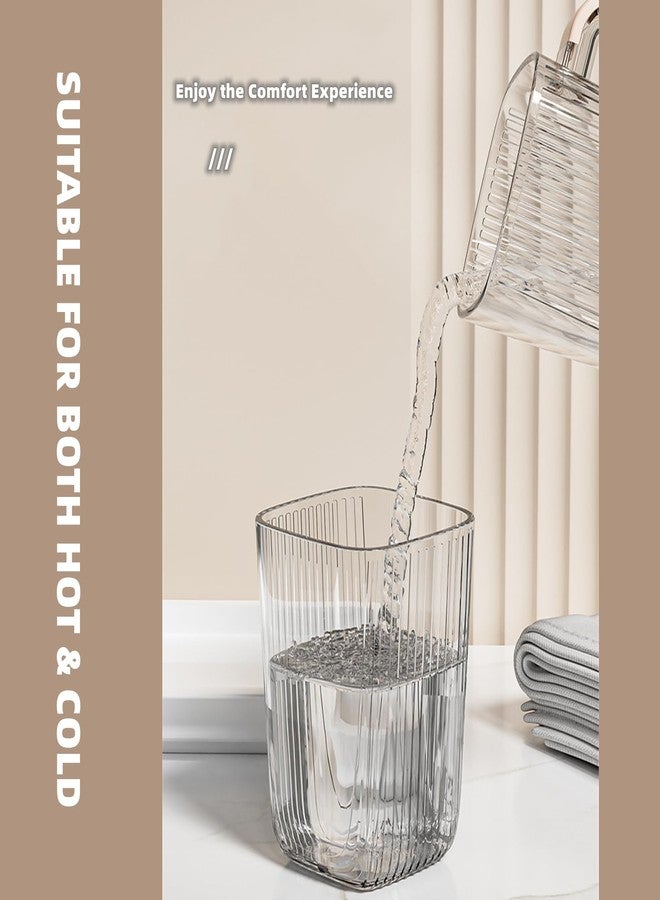 Chchmu Bathroom Toothbrush Cup 2 Pcs Minimalist Tumbler Cup Unbreakable Bathroom Wash Cup Large Capacity Couple Toothbrush Cup & Toothpaste Holder, Drink Cup Set of 2 - Image 5